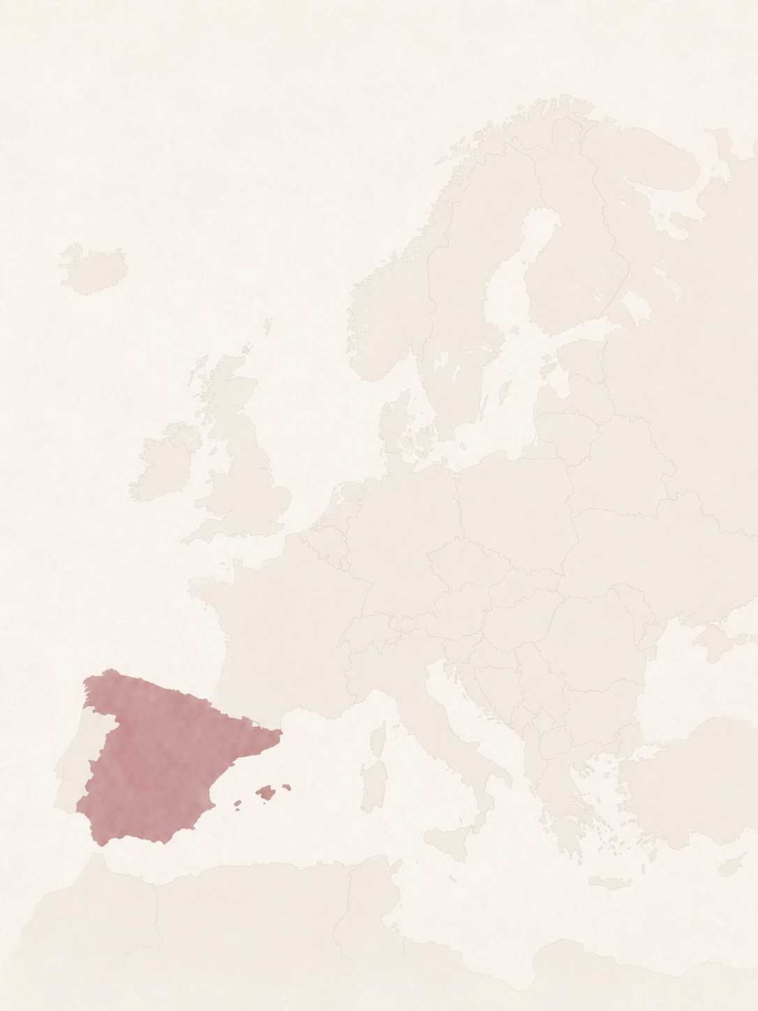 Map of Europe with Spain highlighted