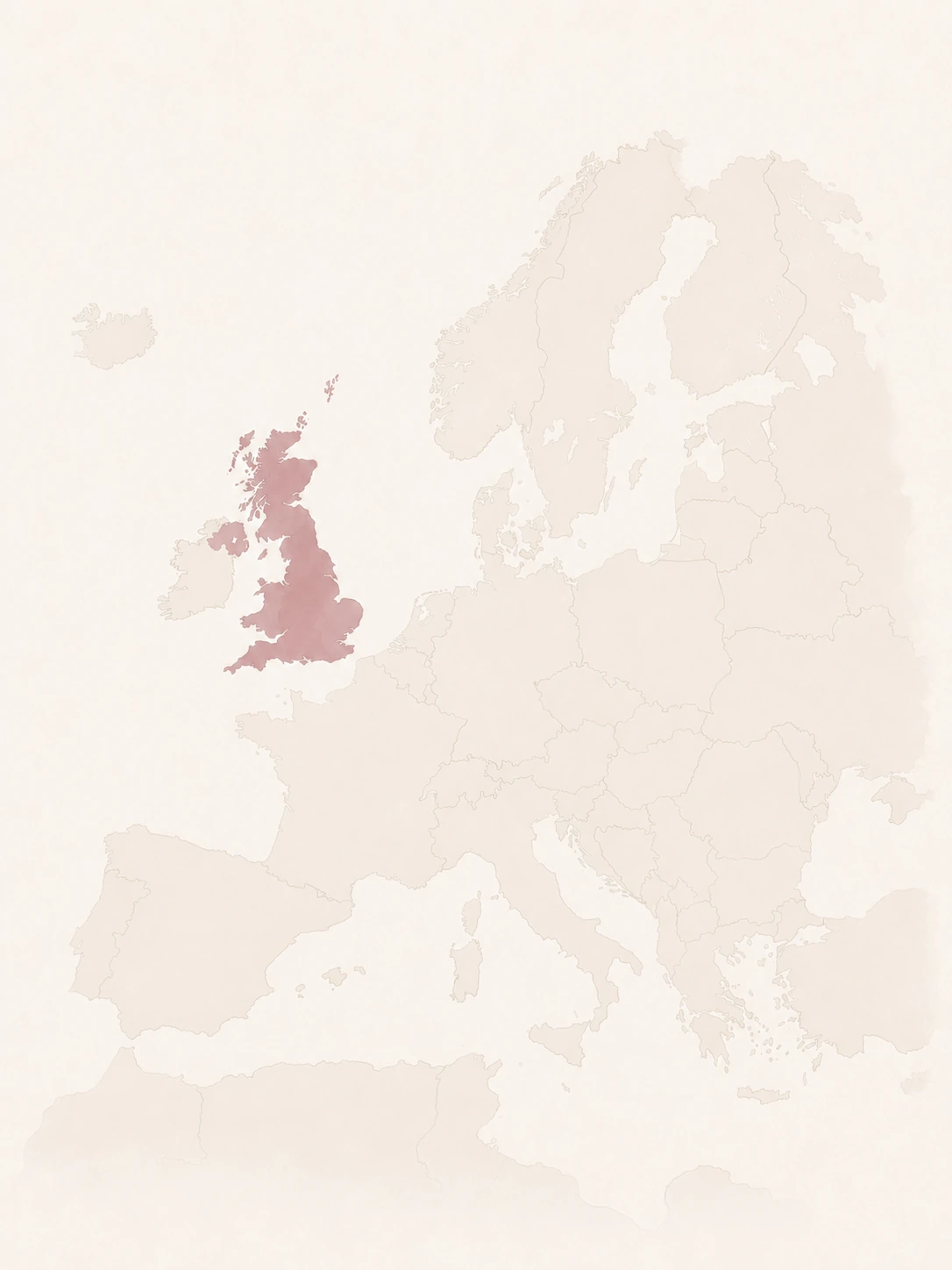 Map of Europe with the United Kingdom highlighted